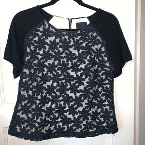 Greylin short sleeve floral lace overlay top small